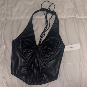 Black Faux Leather Corset